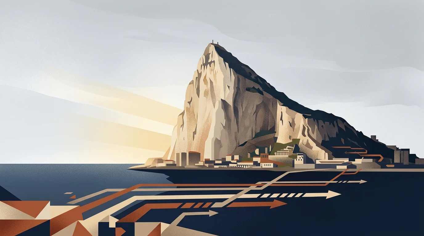 Concepto visual del enclave británico de Gibraltar como jurisdicción de iGaming tras el Brexit