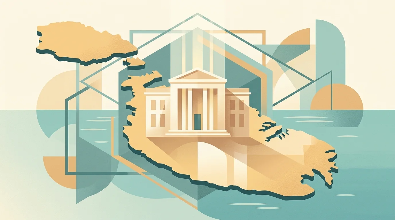 Concepto visual de la jurisdicción de la Malta Gaming Authority en el Mediterráneo